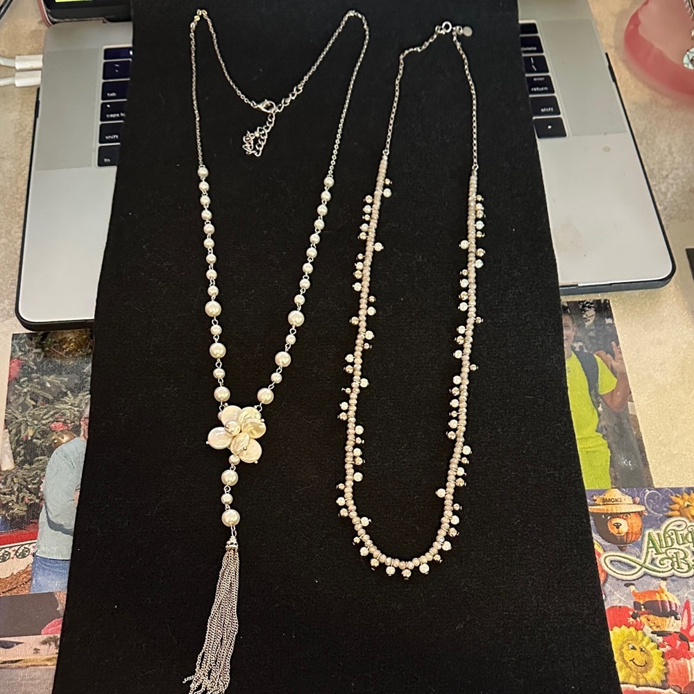 LOFT White Pearl Necklace Duo